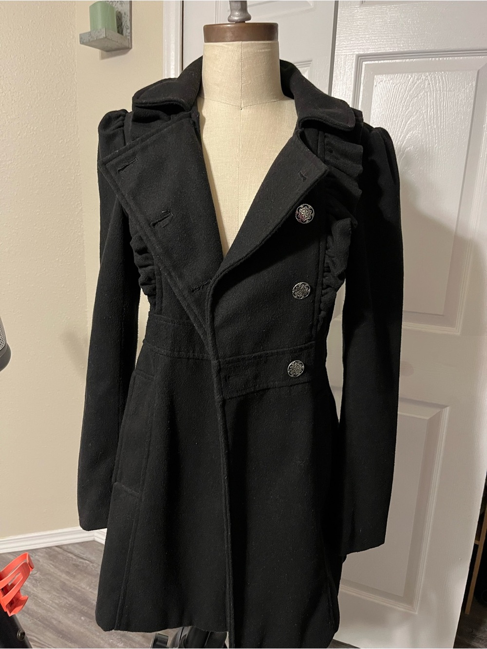 Classic Black Women's Wool-Blend Coat